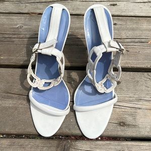 White and baby blue Brian Attwood heels in size 37.5